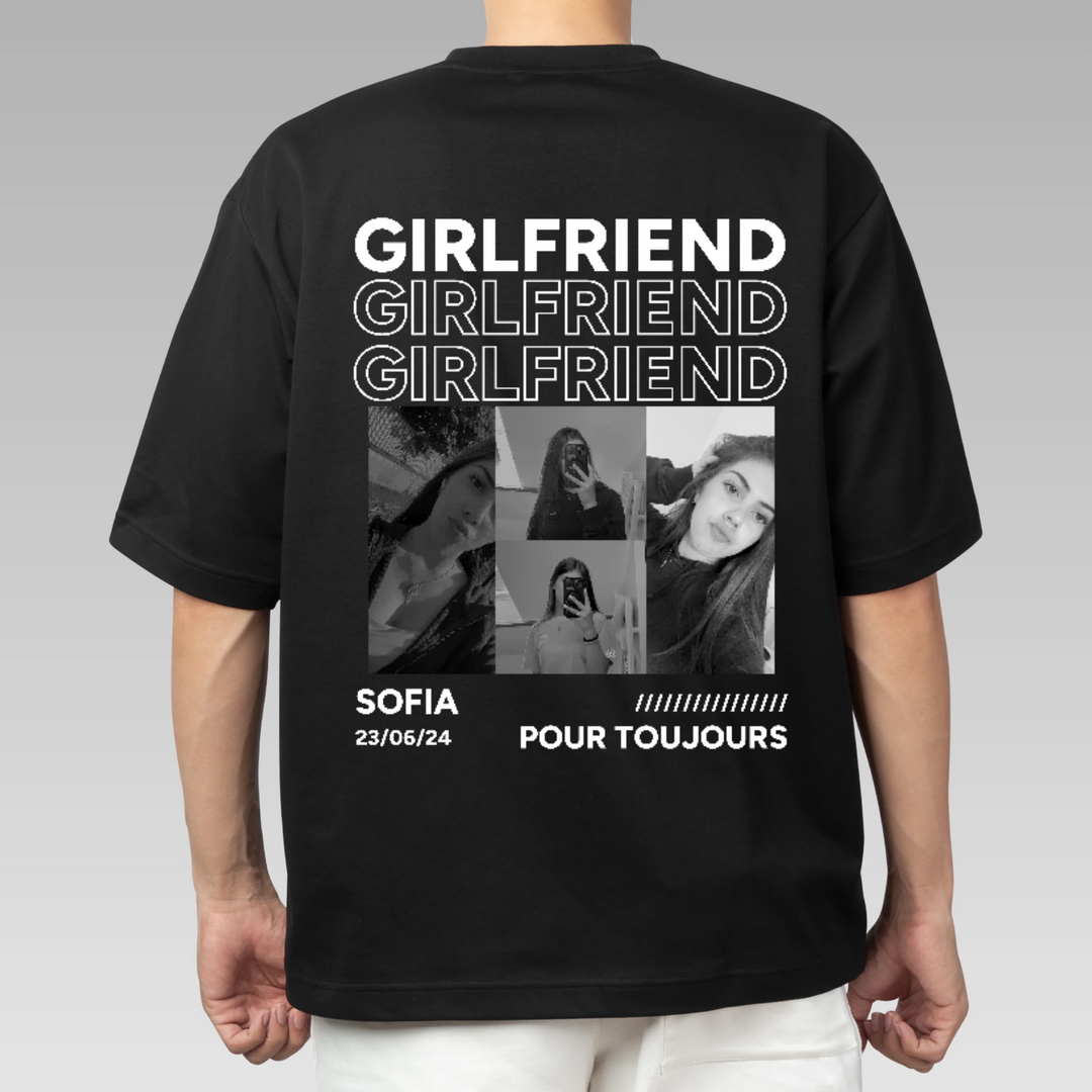 T-shirt personnalisé vintage,boyfriend & girlfriend，Petit ami &Petite amie