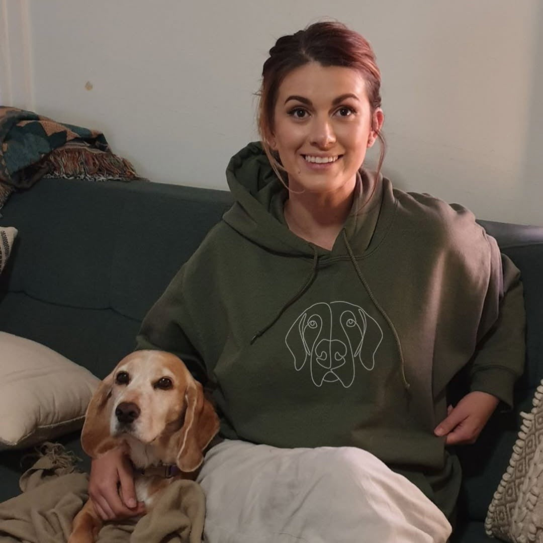 Sweat à capuche brodé personnalisé avec contour du visage de votre animal de compagnie et chapeau de Père Noël