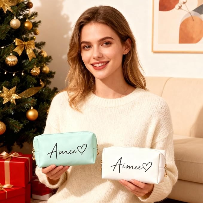 Trousse de maquillage personnalisée avec nom, cadeau de Noël