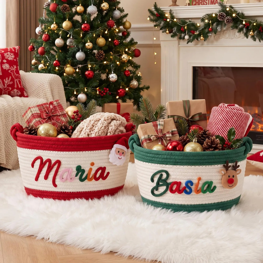Panier de Noël personnalisé pour bébé, panier-cadeau personnalisé au prénom