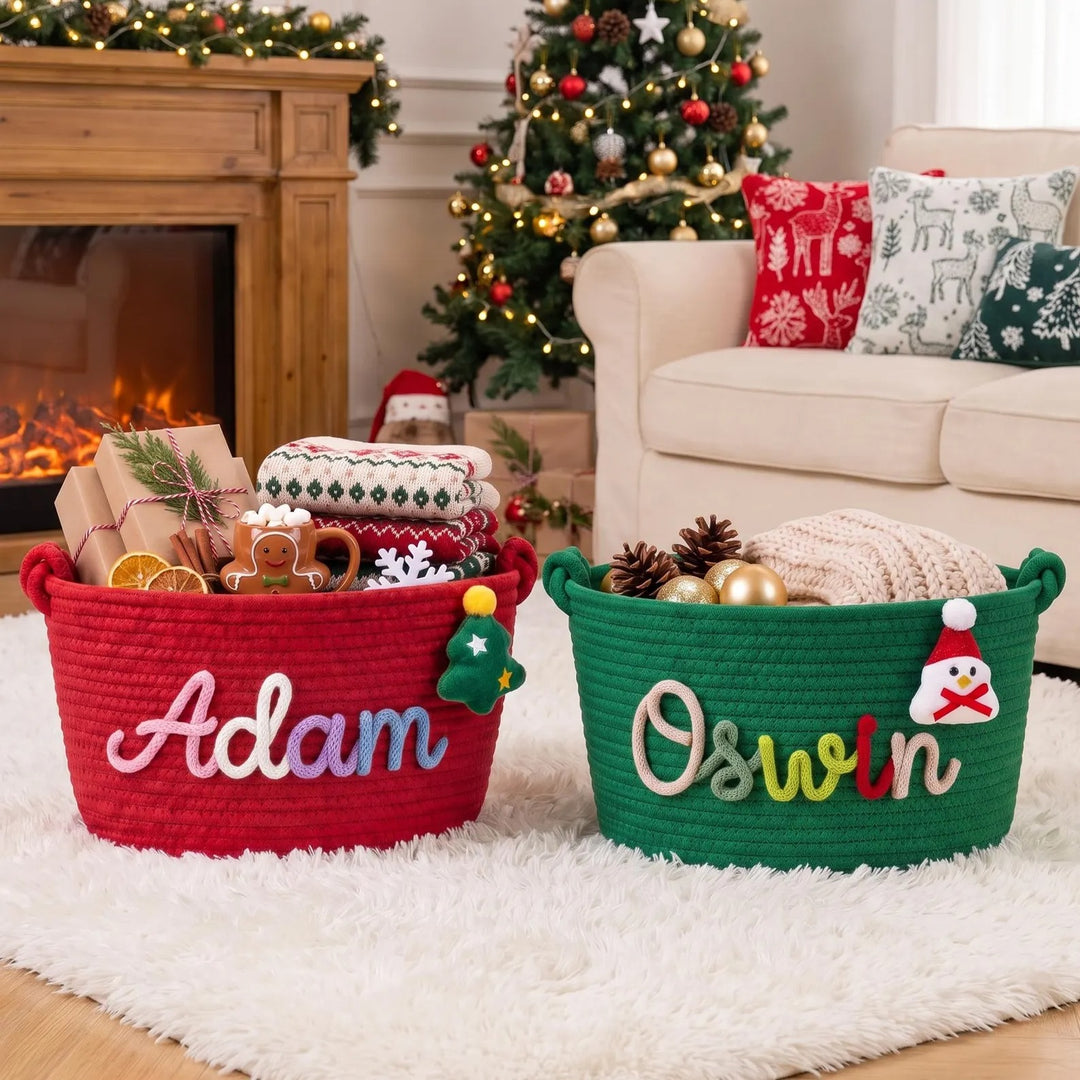Panier de Noël personnalisé pour bébé, panier-cadeau personnalisé au prénom