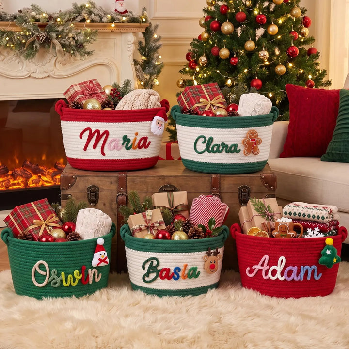 Panier de Noël personnalisé pour bébé, panier-cadeau personnalisé au prénom