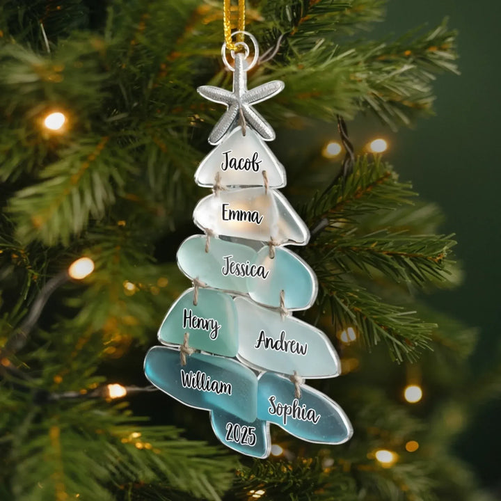 Sapin De Noël Personnalisé En Acrylique Avec Noms De Famille, Cadeau De Noël