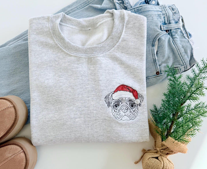 Sweat-shirt personnalisé brodé avec portrait d'animal de compagnie, cadeaux de Noël