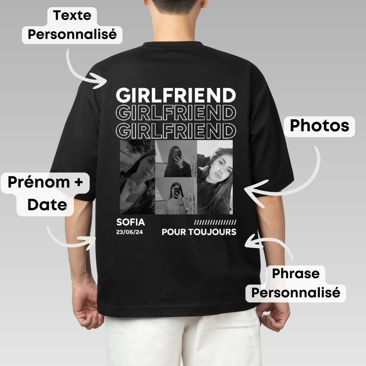 T-shirt personnalisé vintage,boyfriend & girlfriend，Petit ami &Petite amie