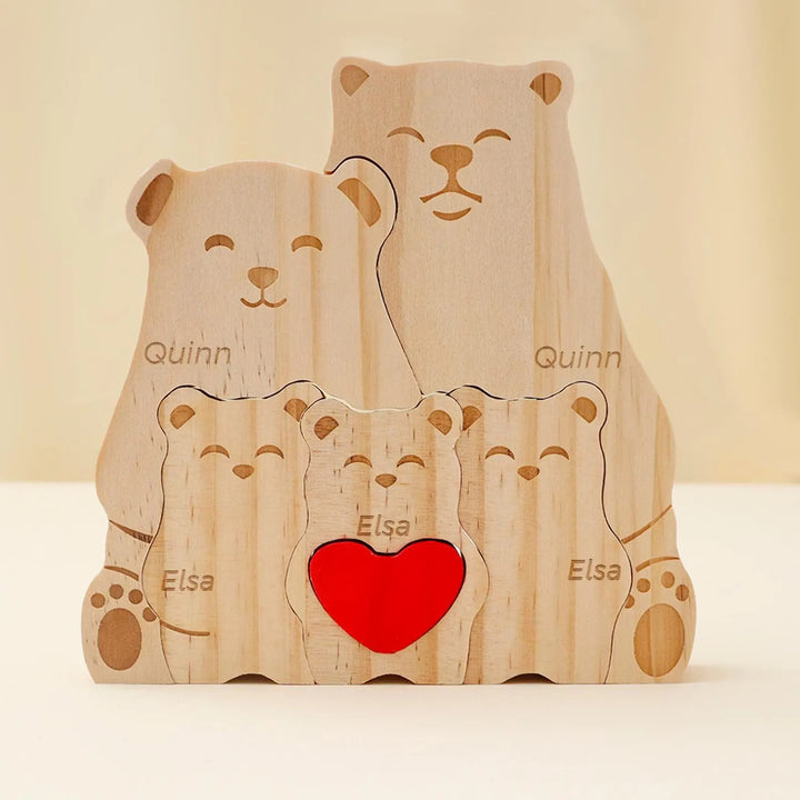Puzzle personnalisé en bois Famille de ours– Décoration et cadeau personnalisés