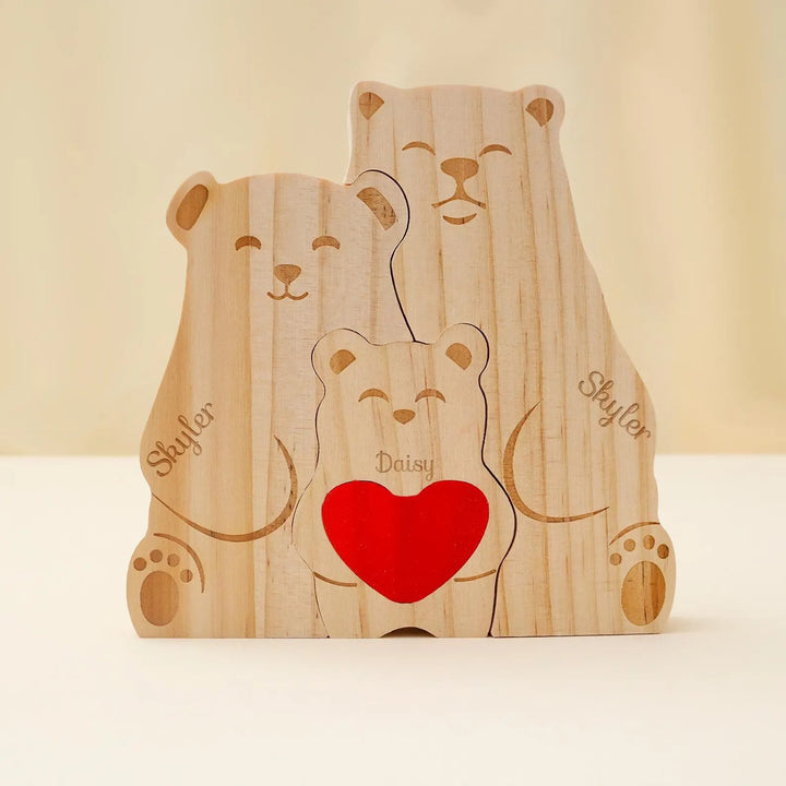 Puzzle personnalisé en bois Famille de ours– Décoration et cadeau personnalisés