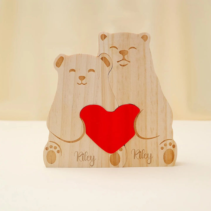 Puzzle personnalisé en bois Famille de ours– Décoration et cadeau personnalisés