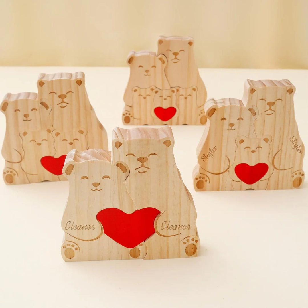 Puzzle personnalisé en bois Famille de ours– Décoration et cadeau personnalisés