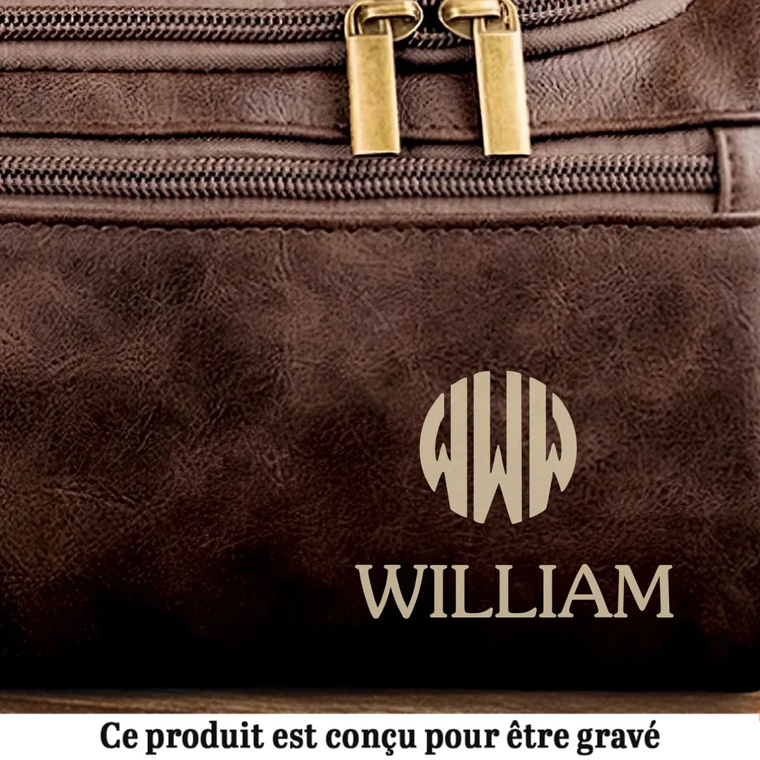 Trousse De Toilette En Cuir Gravée Personnalisée – Cadeaux D’Anniversaire Personnalisés Pour Papa, Frère