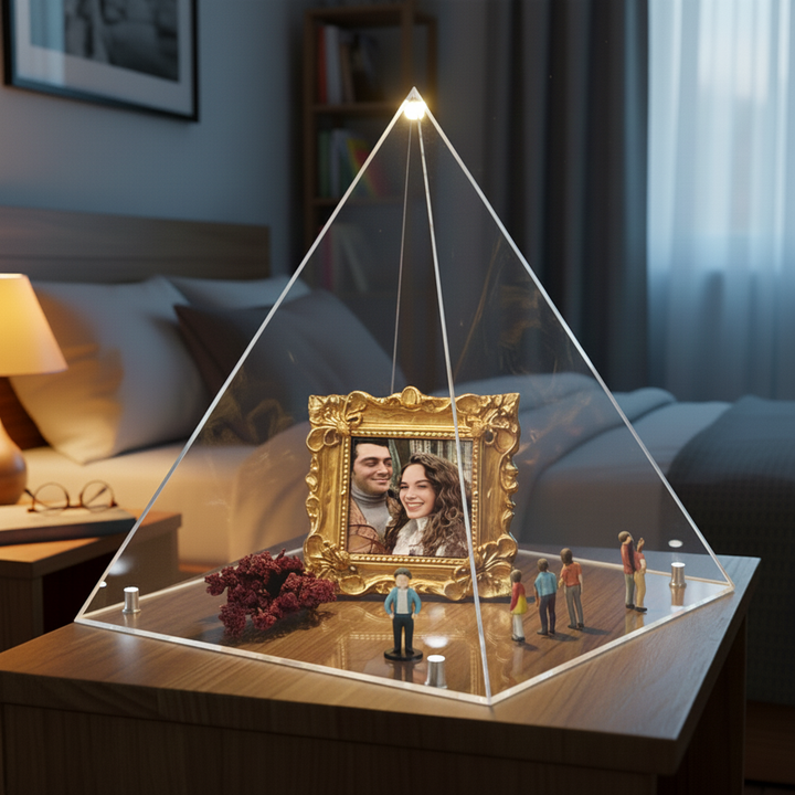 Mini-présentoir photo pyramidal personnalisé pour musée pour couple