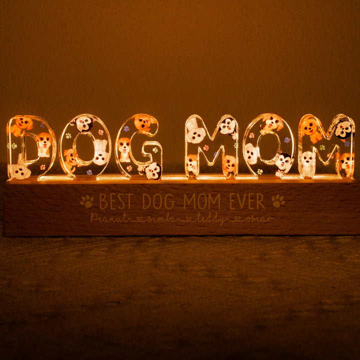 Veilleuse LED personnalisée pour maman chien avec chiots mignons