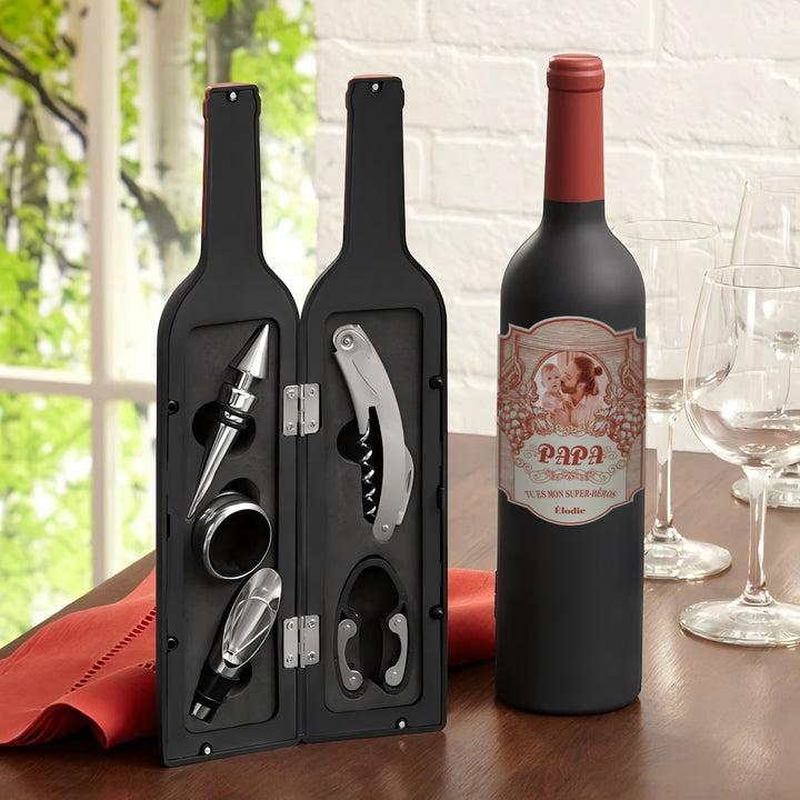 Coffret d'ustensiles de service à vin personnalisés - Le meilleur cadeau de fête des pères pour les amateurs de vin
