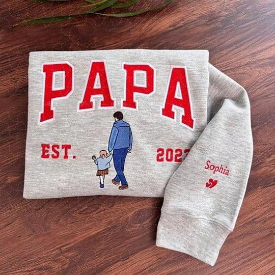 Sweat-shirt brodé personnalisé avec portrait de PAPA