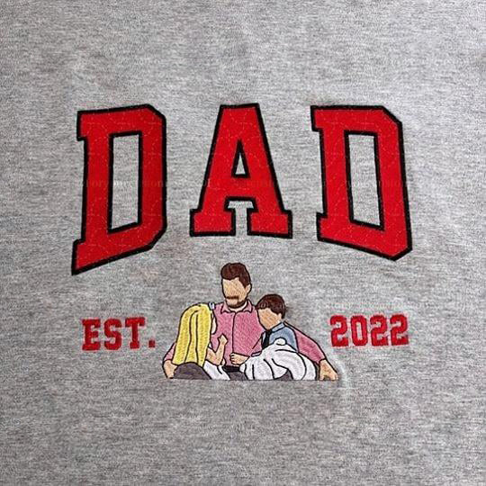 Sweat-shirt brodé personnalisé avec portrait de PAPA