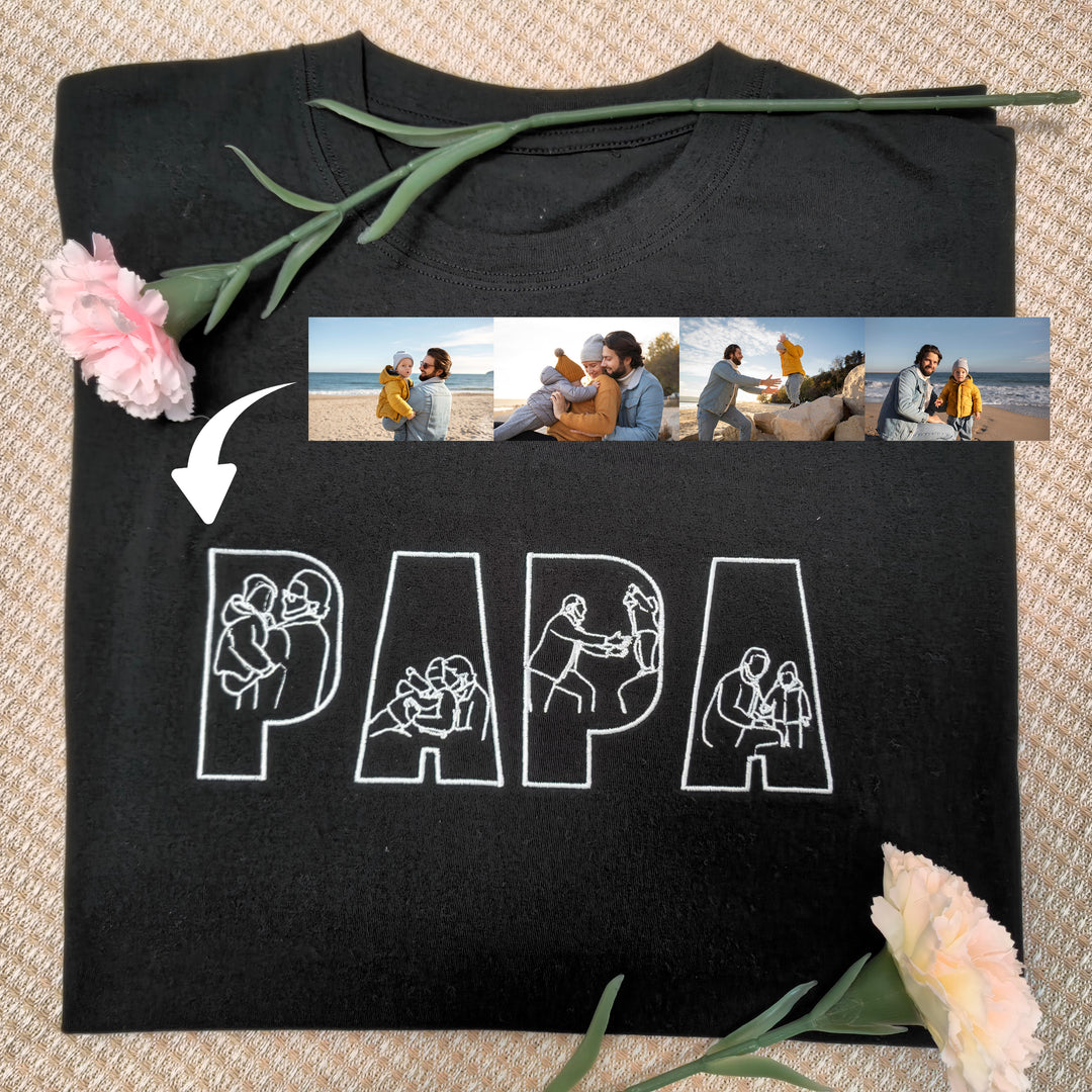 T-shirts et sweat-shirts personnalisés brodés à partir de photos pour PAPA
