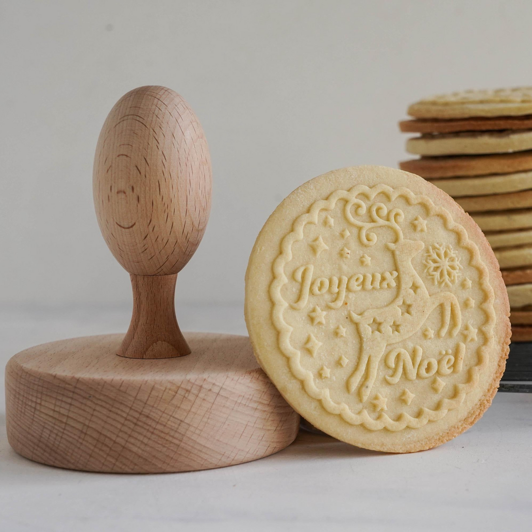 Tampons à biscuits en bois sculpté – rennes, pâtisserie de Noël