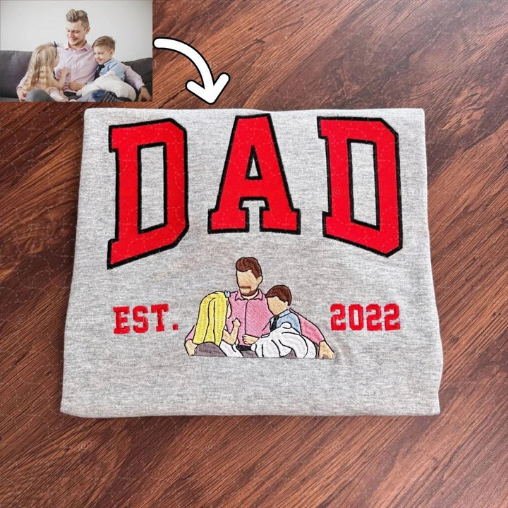 Sweat-shirt brodé personnalisé avec portrait de PAPA