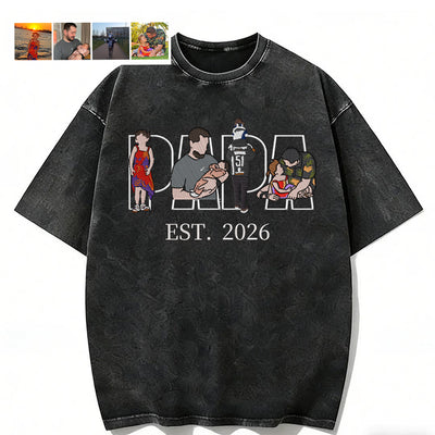 Sweat-shirt en coton délavé personnalisé, brodé d'un portrait de papa/maman