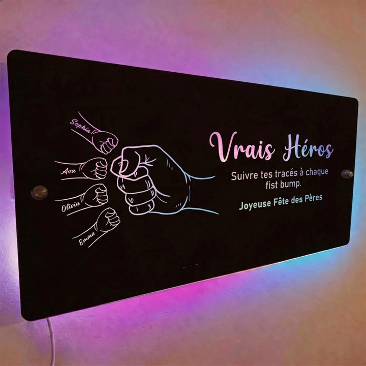 Lampe miroir personnalisée Papa & Enfants-Cadeau pour la Fête des Pères