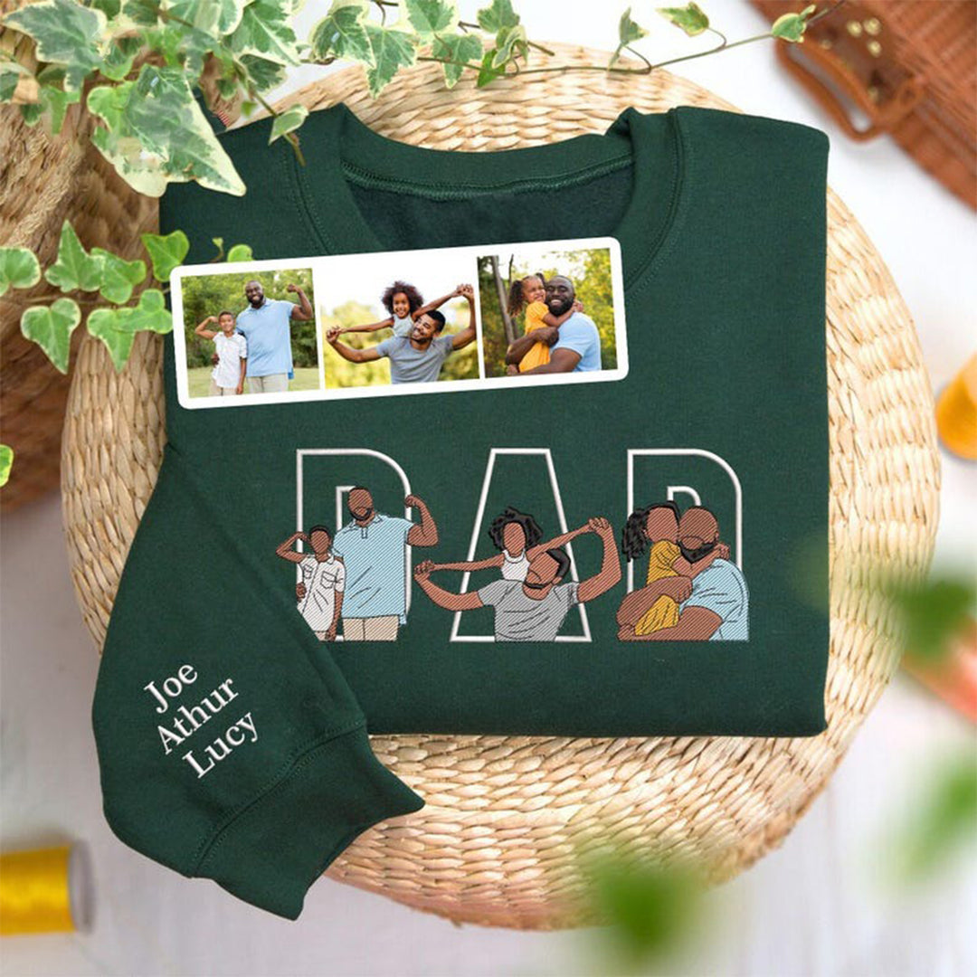 T-shirts et sweatshirts photo brodés personnalisés pour papa/papy avec l'année EST