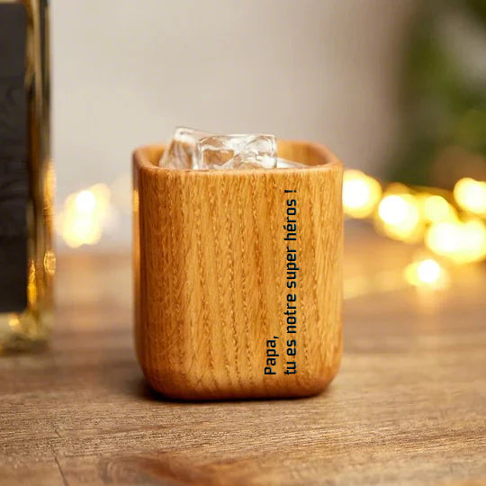 Verre à whisky en chêne gravé au laser personnalisé, cadeau parfait pour PAPA