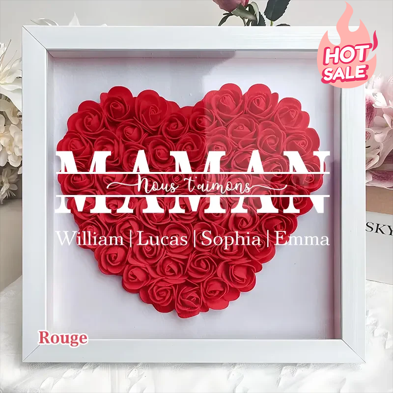 Nous t'aimons Cadre d'Ombre de Fleurs Personnalisé pour Maman