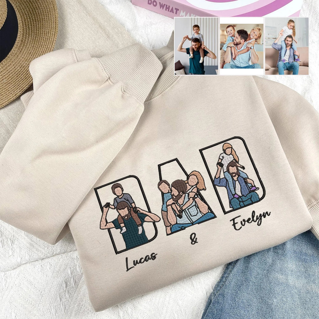 T-shirt et sweat-shirts personnalisés brodés à partir de photos pour papa/maman/papi