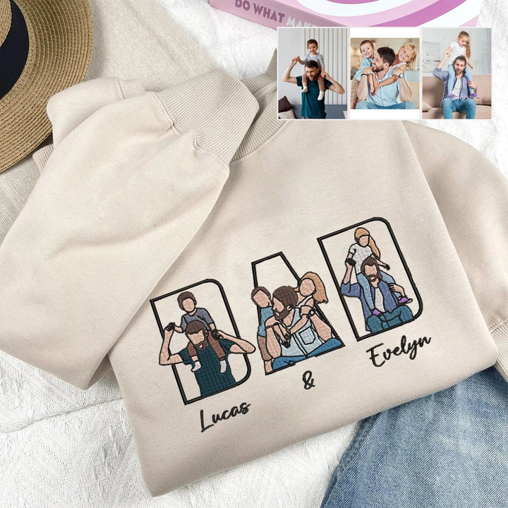 T-shirt et sweat-shirts personnalisés brodés à partir de photos pour papa/maman/papi