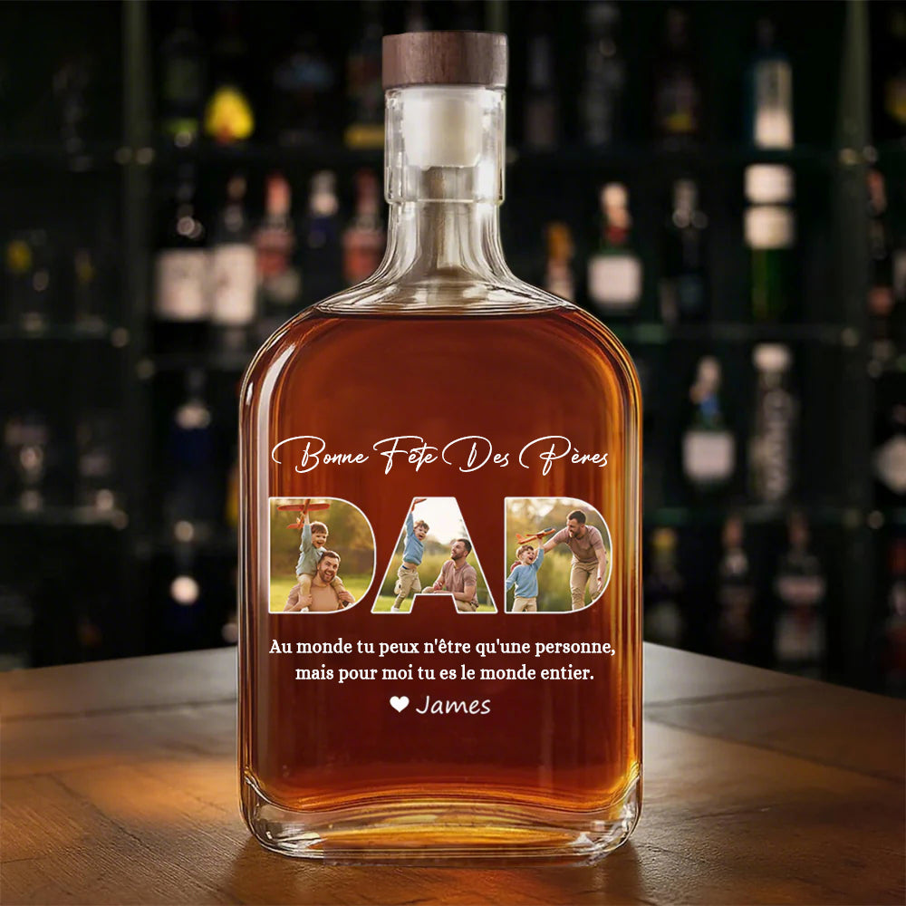Bouteille de whisky avec lecteur de photo personnalisé, cadeau pour la fête des pères