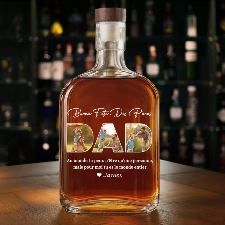 Bouteille de whisky avec lecteur de photo personnalisé, cadeau pour la fête des pères
