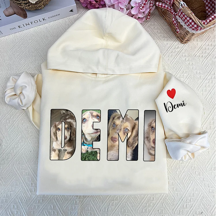 Sweat-shirt à capuche personnalisé avec photo et nom d'animal de compagnie