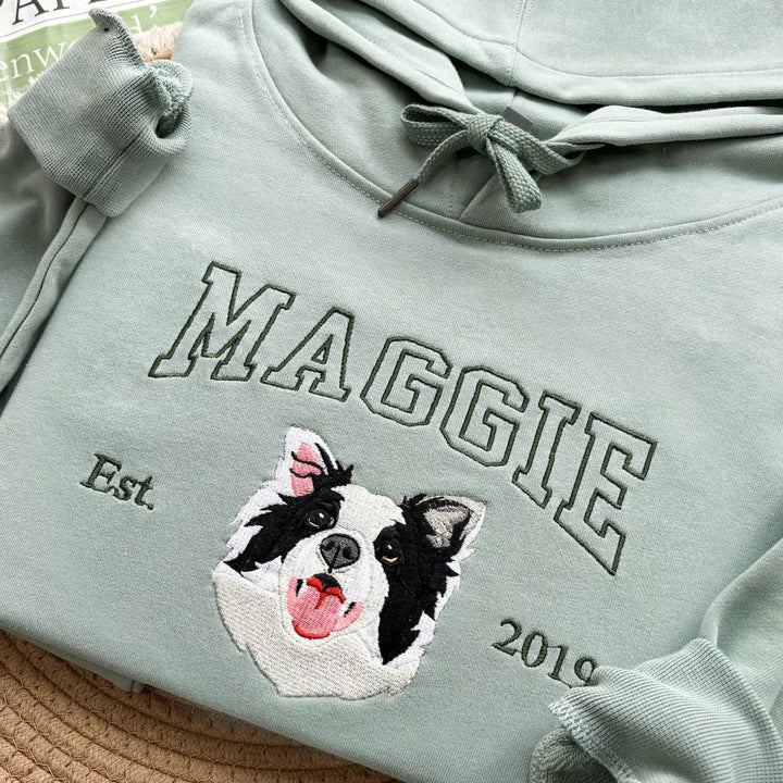 Sweat-shirt brodé avec visage de chat personnalisé avec nom basé sur votre photo