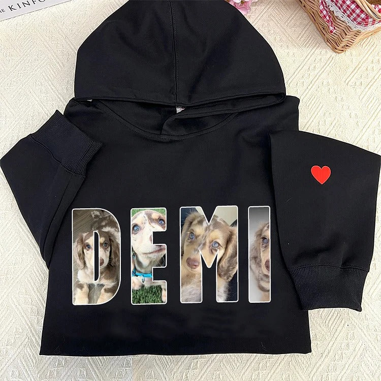 Sweat-shirt à capuche personnalisé avec photo et nom d'animal de compagnie