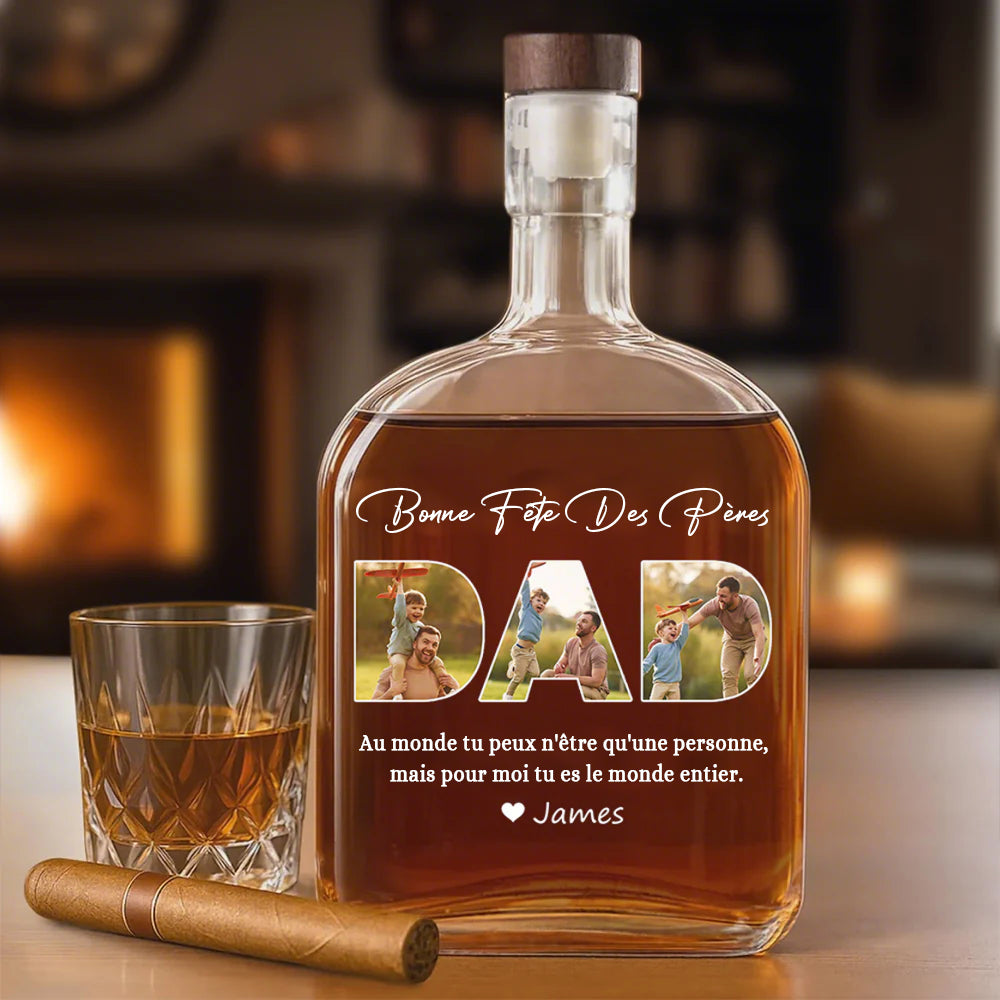 Bouteille de whisky avec lecteur de photo personnalisé, cadeau pour la fête des pères