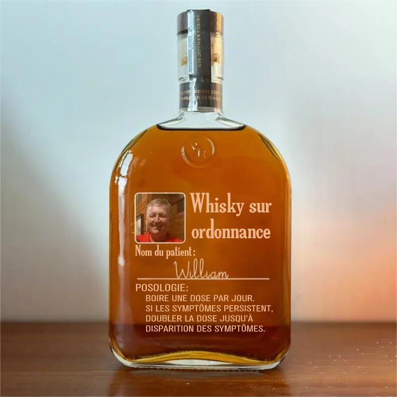 Bouteille de whisky sur ordonnance personnalisée – Cadeau personnalisé pour papa avec photo et nom