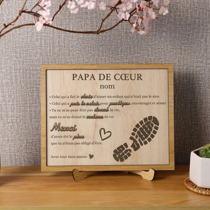 Panneau en bois 3D personnalisé Stepped Up Dad pour la fête des pères