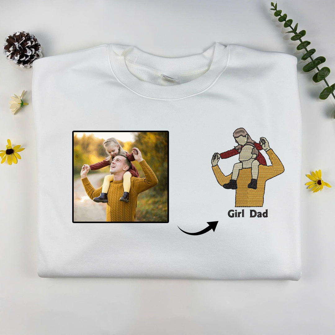 T-shirt brodé personnalisé avec portrait de PAPA/MAMAN