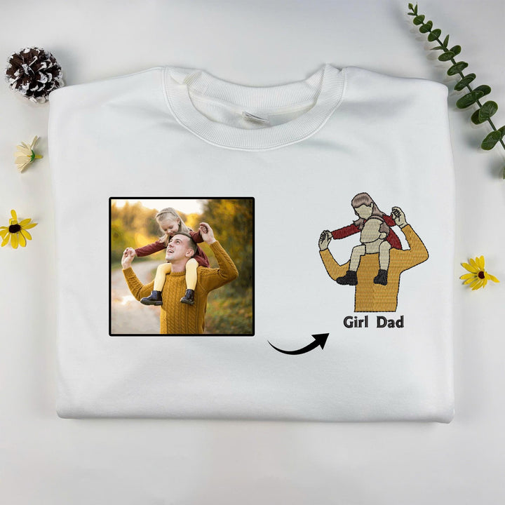 T-shirt brodé personnalisé avec portrait de PAPA/MAMAN