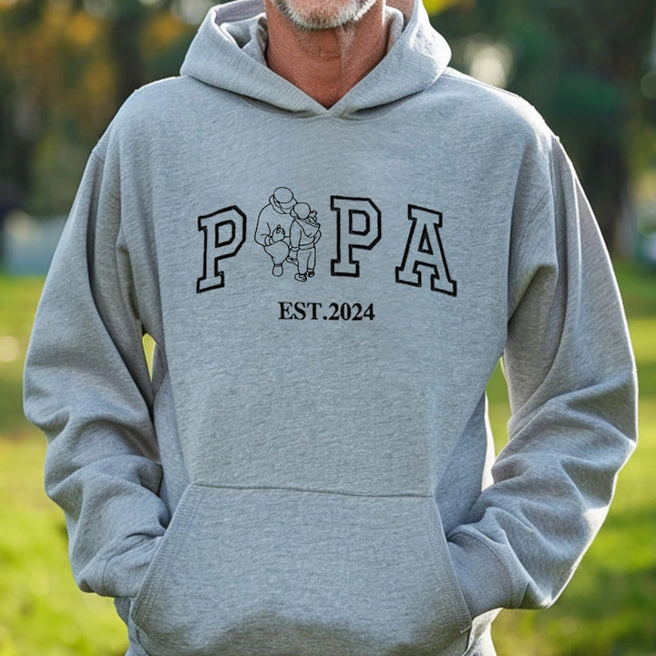 Sweat-shirt brodé personnalisé avec portrait de papa, cadeau unique pour la fête des Pères