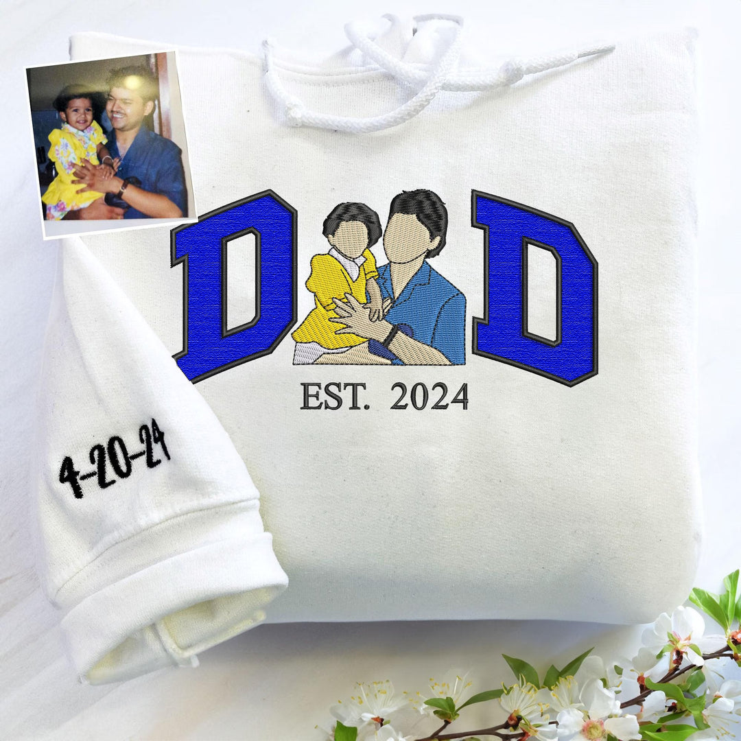 Sweat-shirt personnalisé brodé avec photo pour PAPA/PAPY/DAD