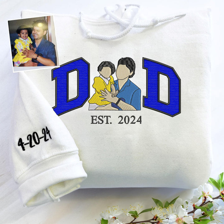 Sweat-shirt personnalisé brodé avec photo pour PAPA/PAPY/DAD