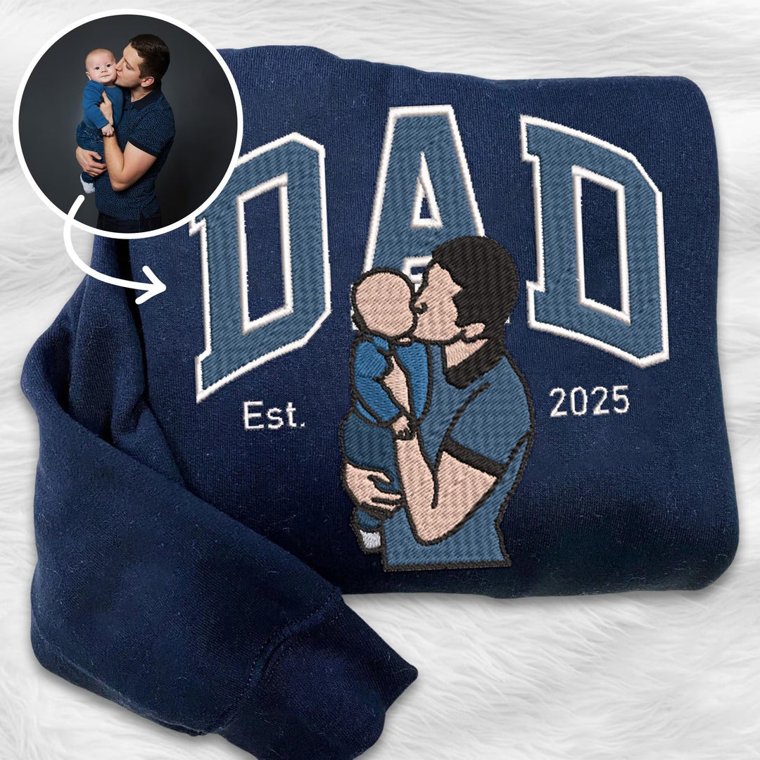 Sweat-shirt personnalisé brodé avec photo pour PAPA/DAD