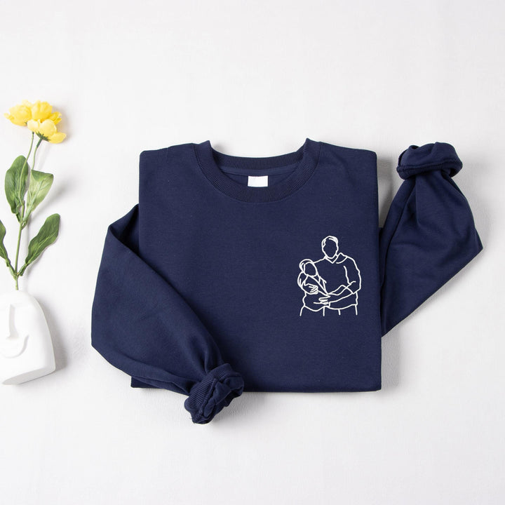T-shirt personnalisé avec portrait de famille brodé et photo