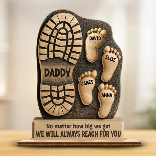 Vos pas nous ont guidés - Plaque en bois personnalisée à 2 couches avec support plat - Fête des pères