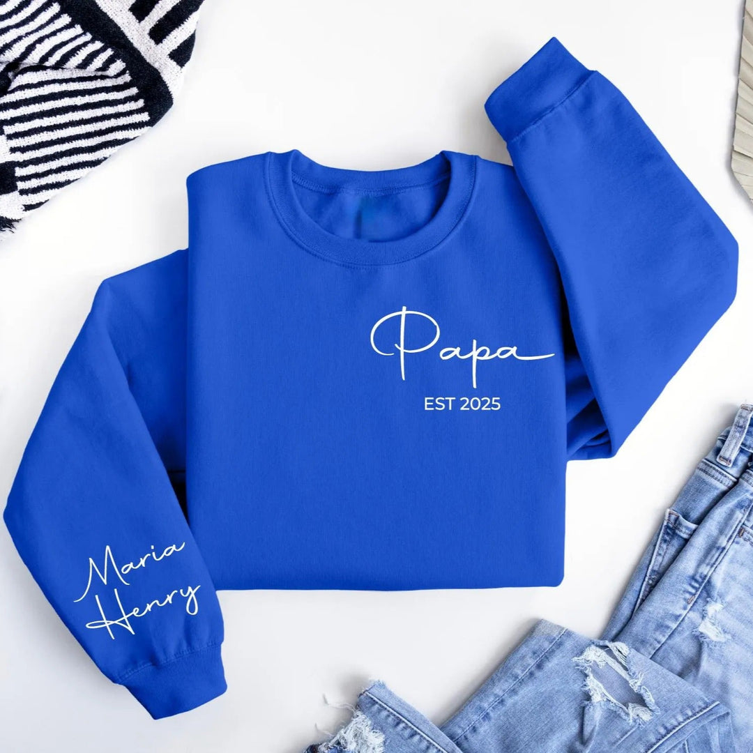 Sweat-shirt à transfert thermique avec police artistique « Papa »