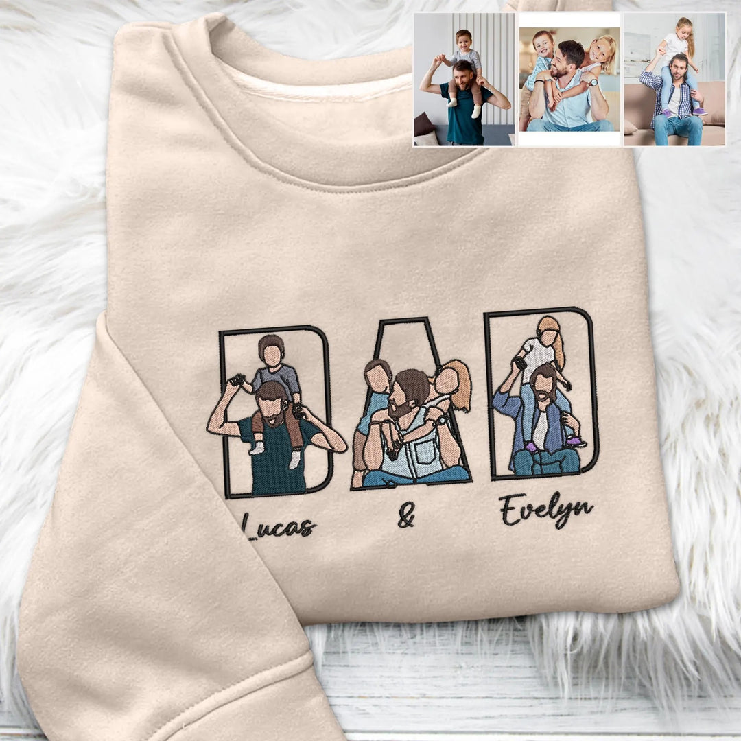 T-shirt et sweat-shirts personnalisés brodés à partir de photos pour papa/maman/papi
