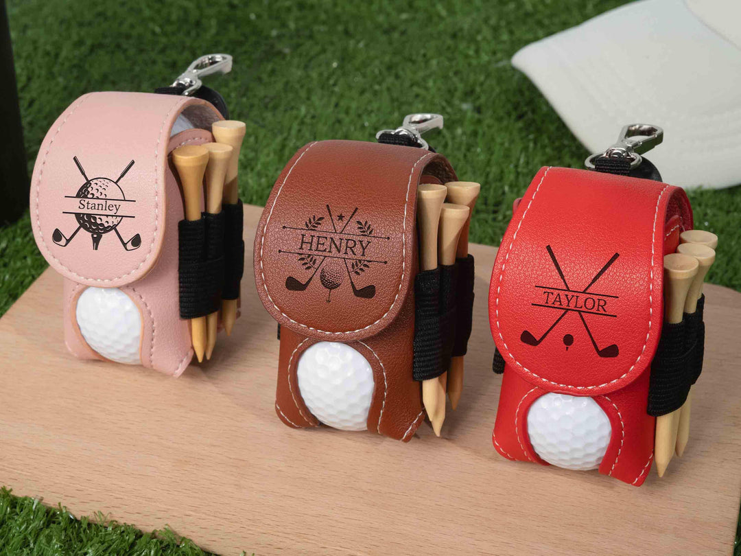 Sac de golf personnalisé, pochette en cuir pour balles et tees de golf