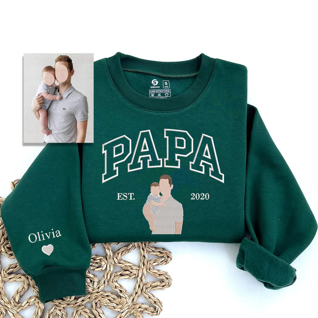 Sweat-shirt personnalisé brodé avec photo pour PAPA/PAPI