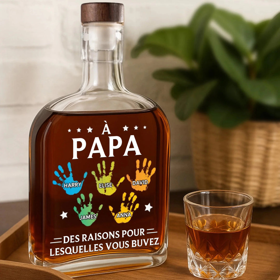 À mon premier et éternel héros - Bouteille de whisky personnalisée en famille - Fête des pères, cadeau pour papa, grand-père